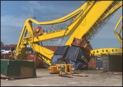 A Crane of Heavy Industry Enterprise Collapsed in French Guiana